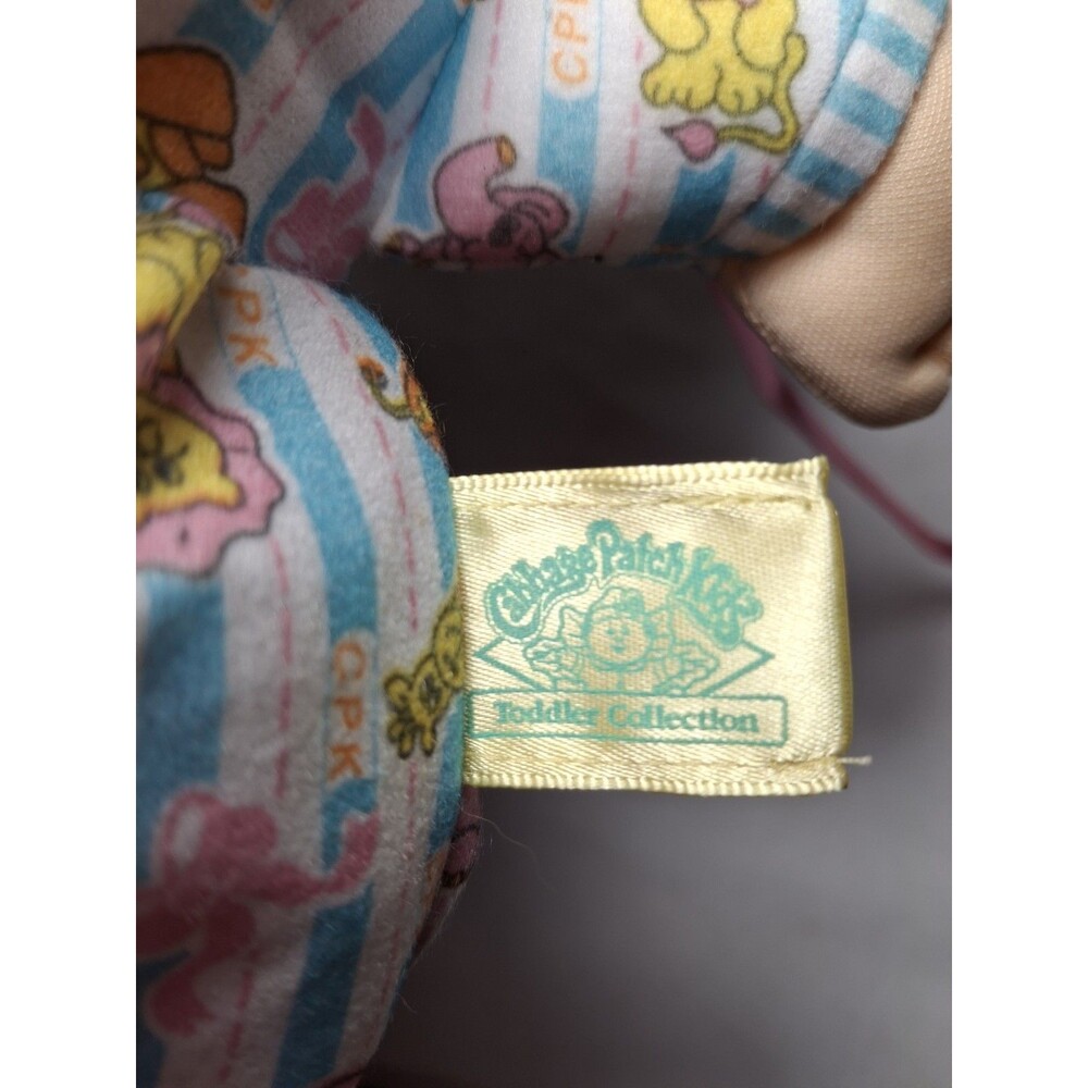 1992 Cabbage Patch Kids Toddler Collection Love N Care Baby Purple Eyes Orange H - Picture 11 of 12
